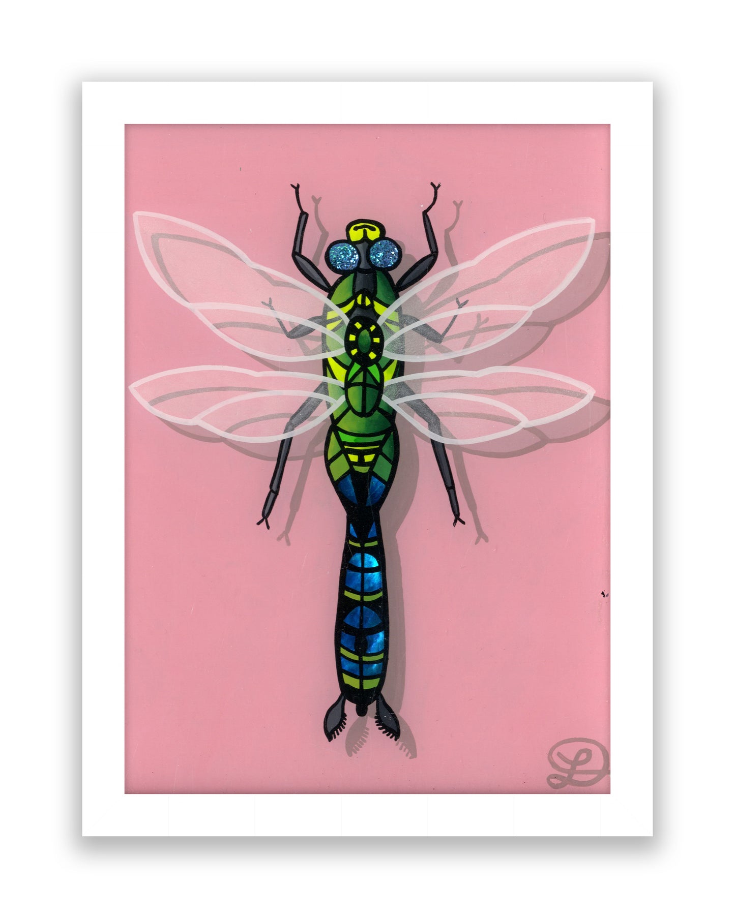 Dragonfly Original Reverse Glass Painting
