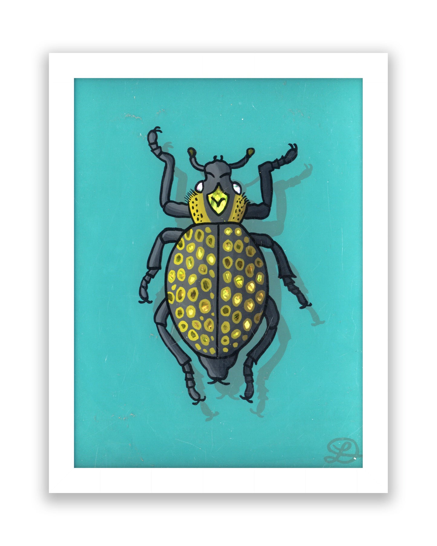 Lily Weevil Original Reverse Glass Painting