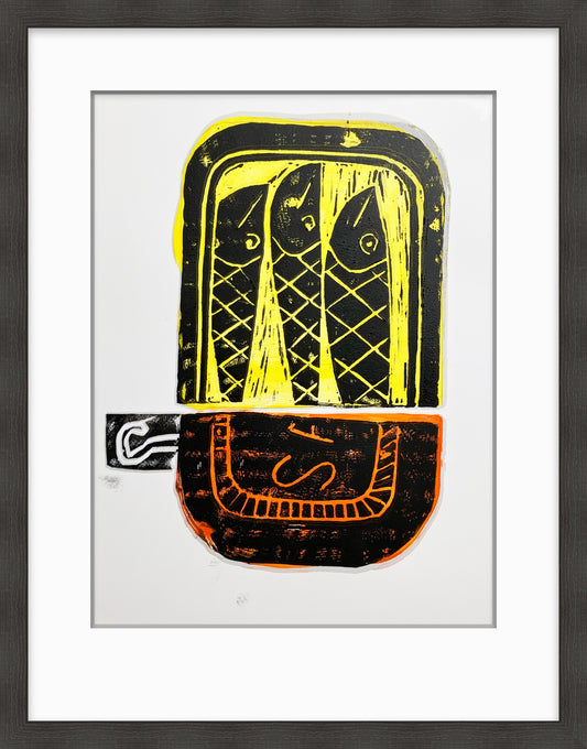 Sardines Linocut