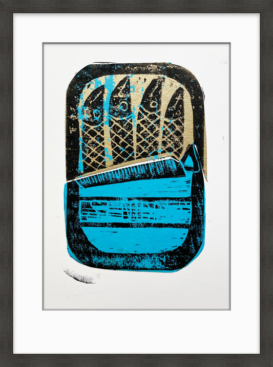 Sardines Linocut