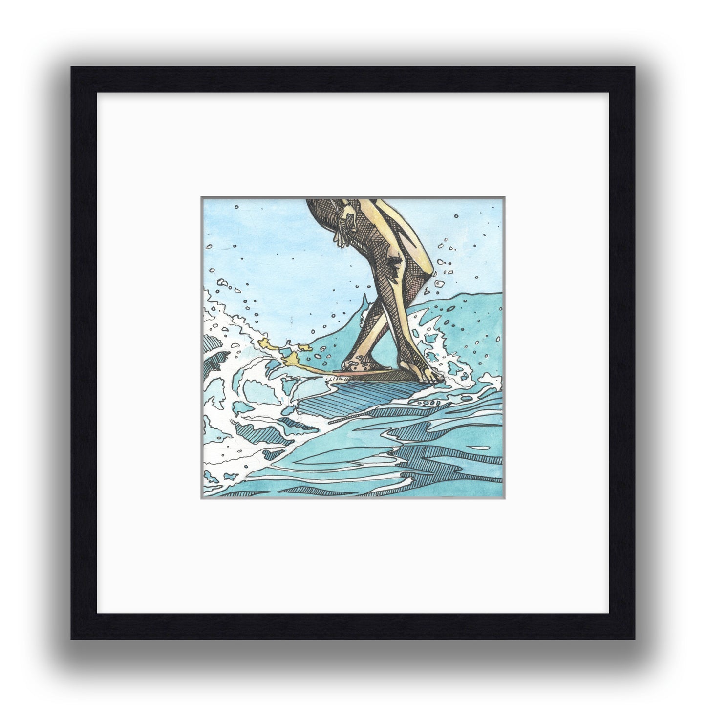 Original Ink & Watercolour " Blue Dreams "