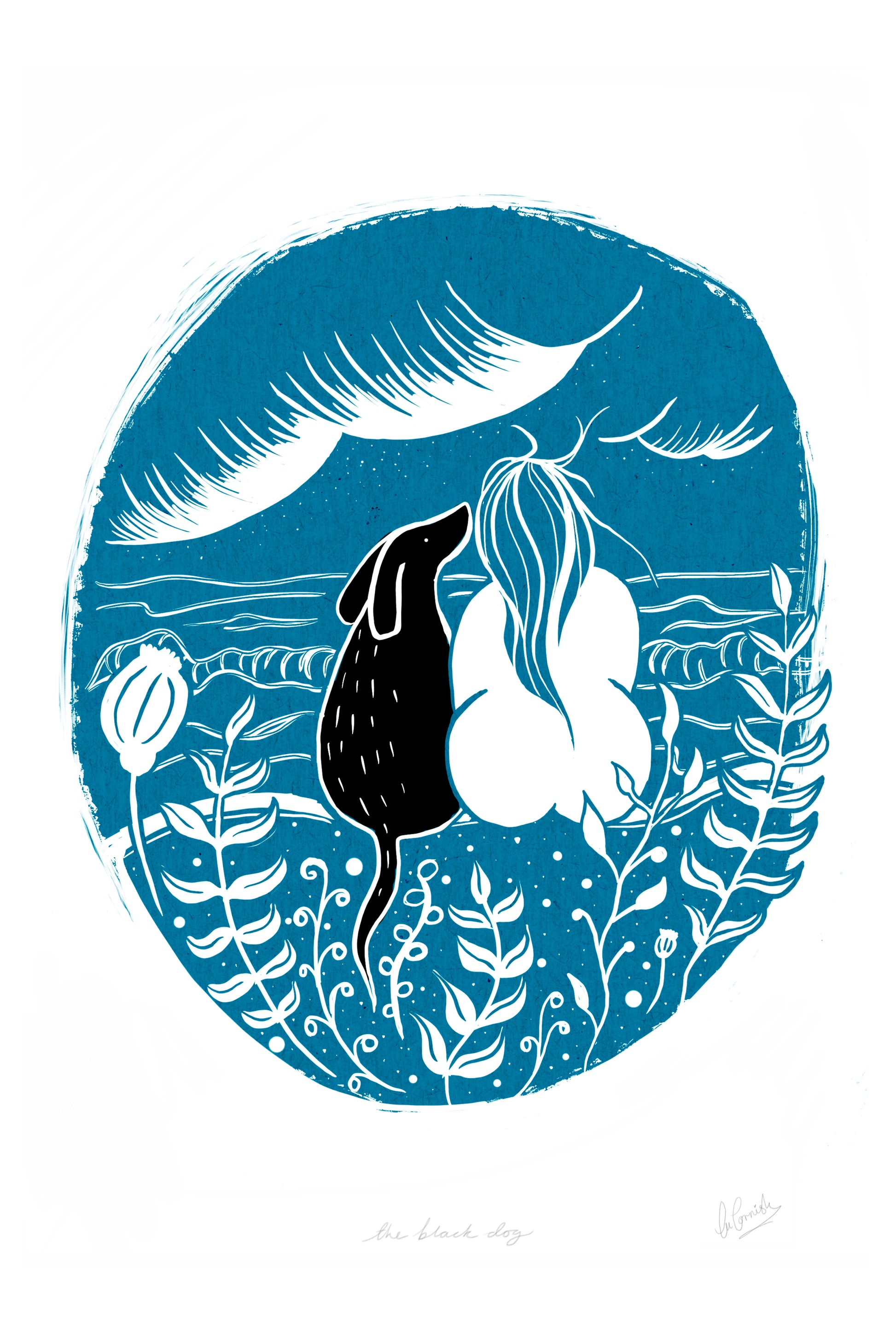 Black Dog Art Print - SaltWalls