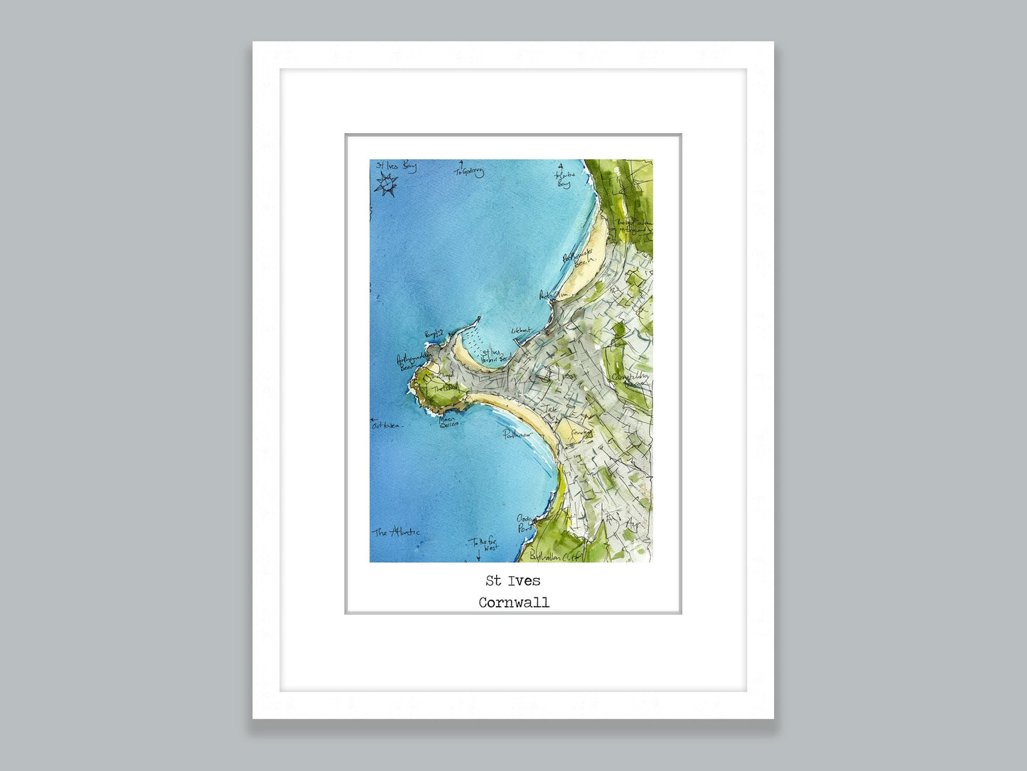 St Ives Map Art Print - SaltWalls
