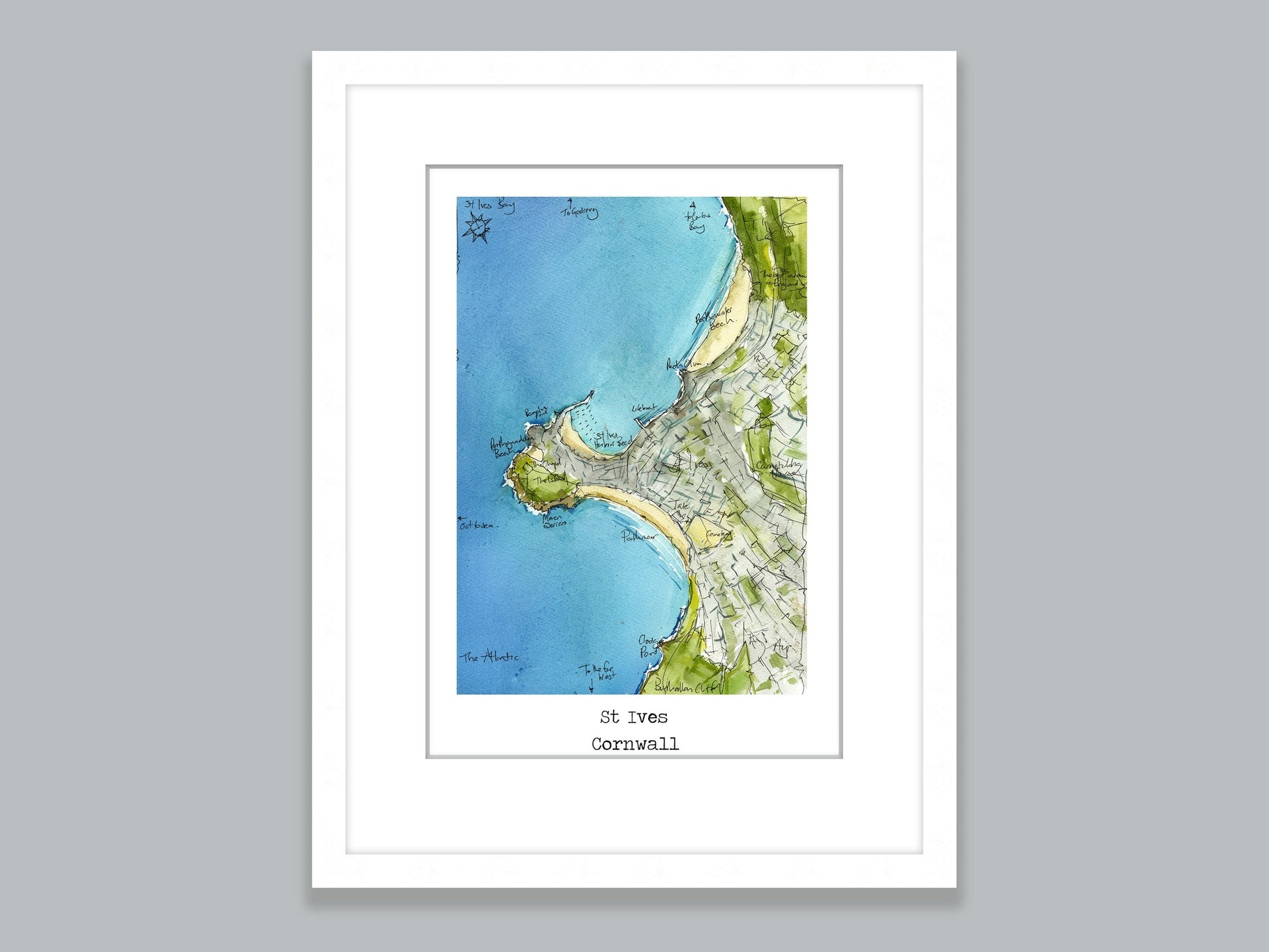St Ives Map Art Print - SaltWalls