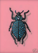 Load image into Gallery viewer, Blue Spotted Weevil Original Reverse Glass Painting