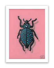Load image into Gallery viewer, Blue Spotted Weevil Original Reverse Glass Painting