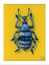 Load image into Gallery viewer, Blue Weevil Original Reverse Glass Painting