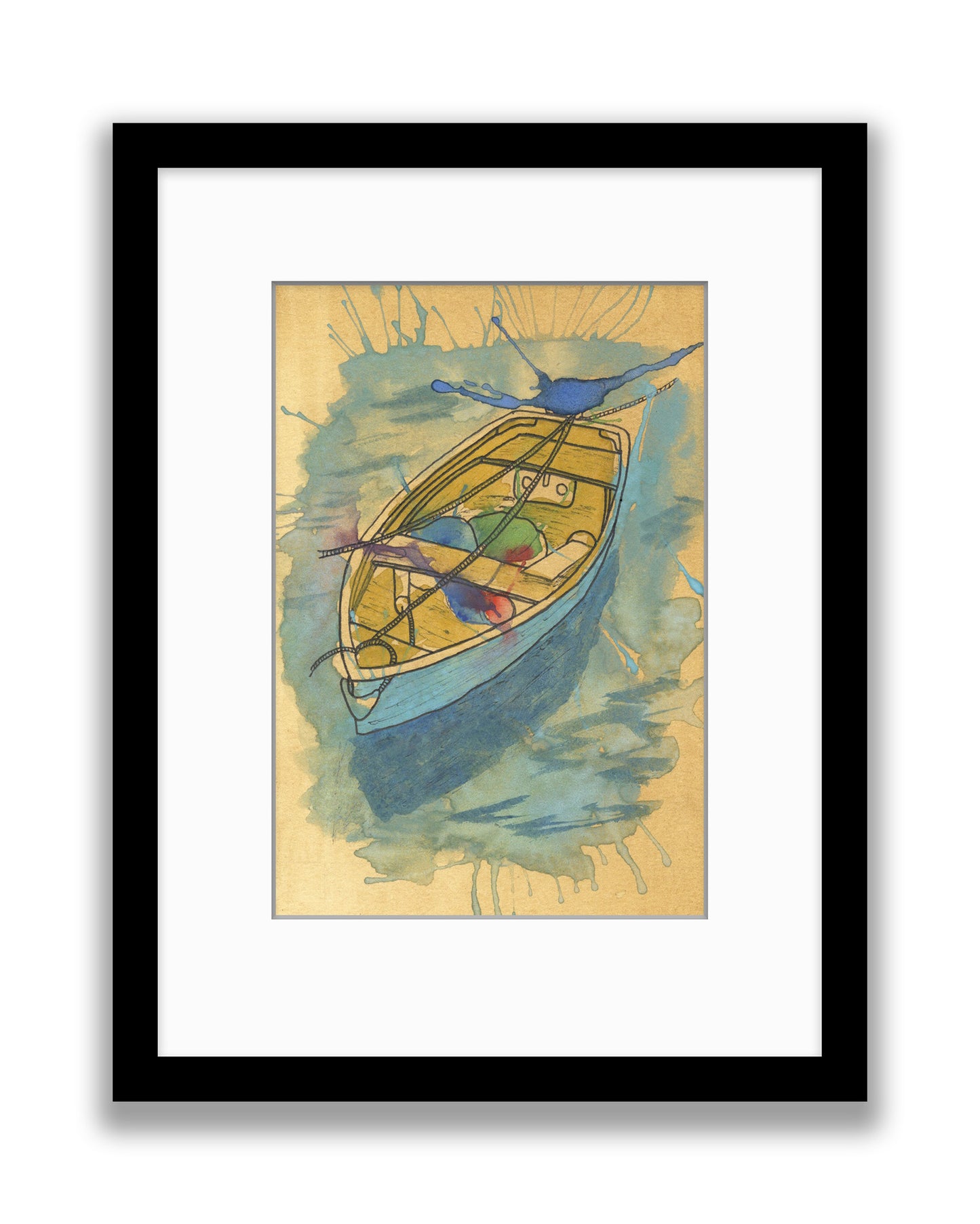 Original Watercolour " Blue Dinghy "