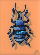 Load image into Gallery viewer, Blue Weevil Original Reverse Glass Painting
