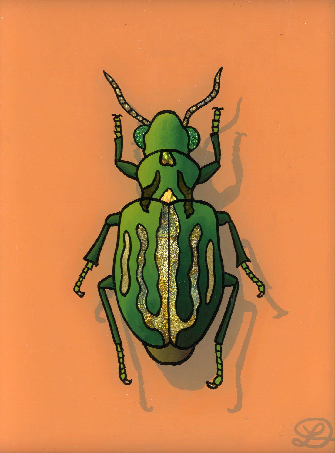 Delta Green Ground Beetle Original Reverse Glass Painting