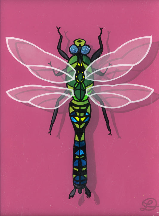 Dragonfly Original Reverse Glass Painting