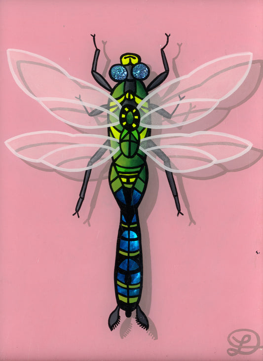 Dragonfly Original Reverse Glass Painting