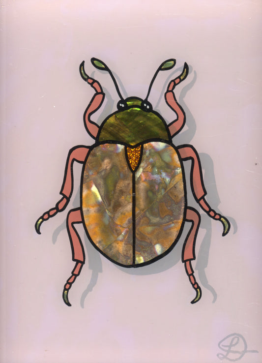 Dung Beetle Original Reverse Glass Painting