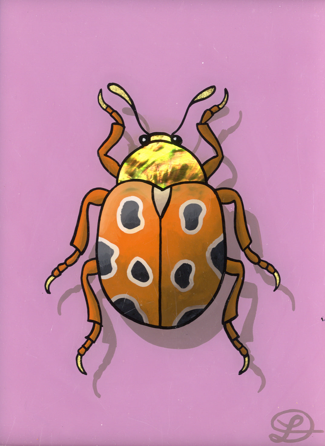 Dung Beetle Original Reverse Glass Painting
