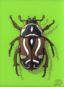 Fiddler Beetle Original Reverse Glass Painting