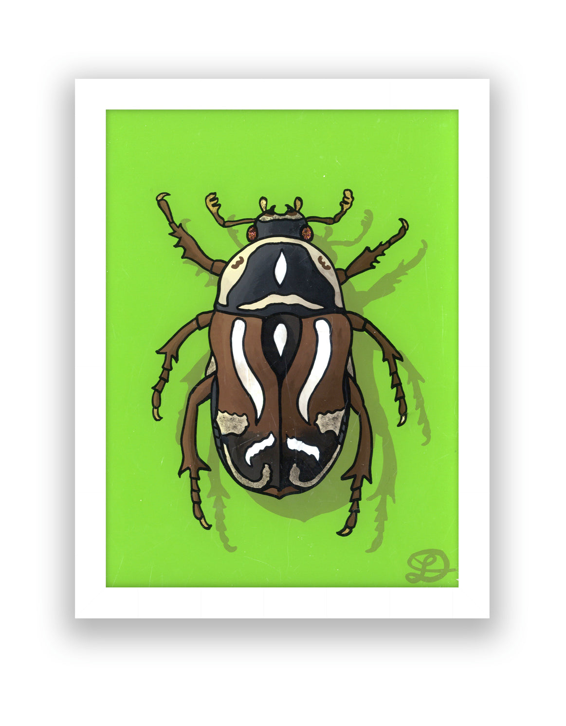 Fiddler Beetle Original Reverse Glass Painting