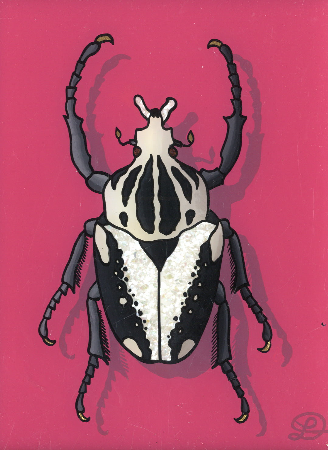 Goliath Beetle Original Reverse Glass Painting