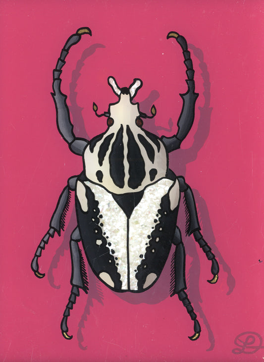 Goliath Beetle Original Reverse Glass Painting