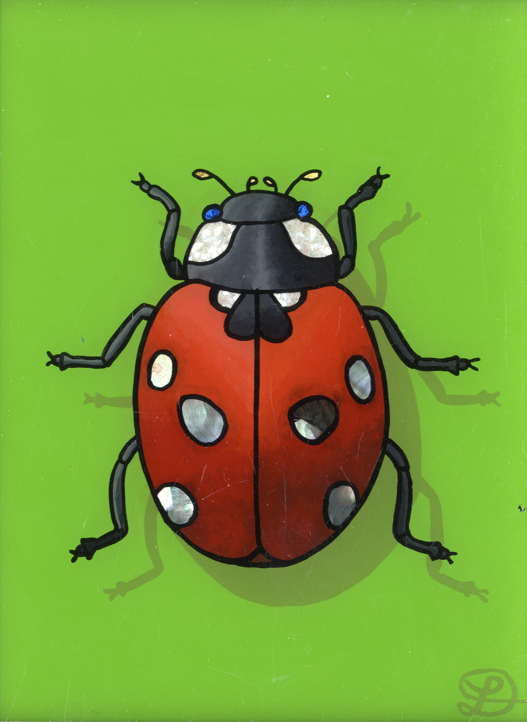 Ladybird Original Reverse Glass Painting