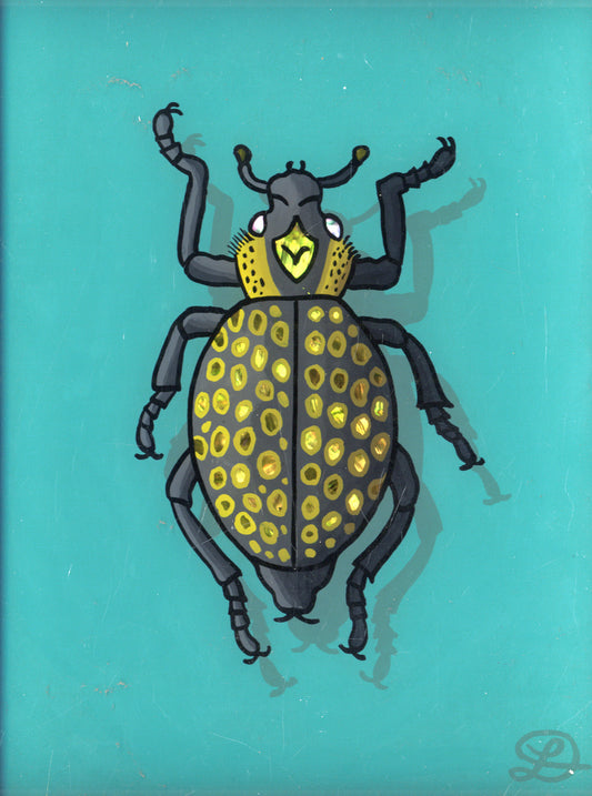 Lily Weevil Original Reverse Glass Painting