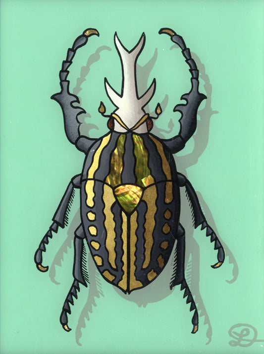 Mecynorhina Savagei Original Reverse Glass Painting