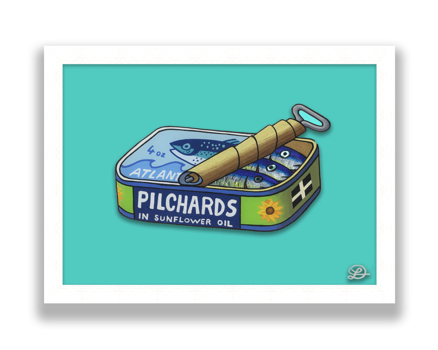 Original Reverse Glass Painting " Pilchards "