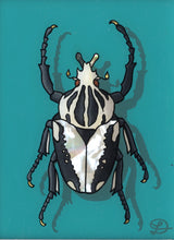 Load image into Gallery viewer, Royal Goliath Beetle Original Reverse Glass Painting