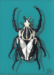 Royal Goliath Beetle Original Reverse Glass Painting