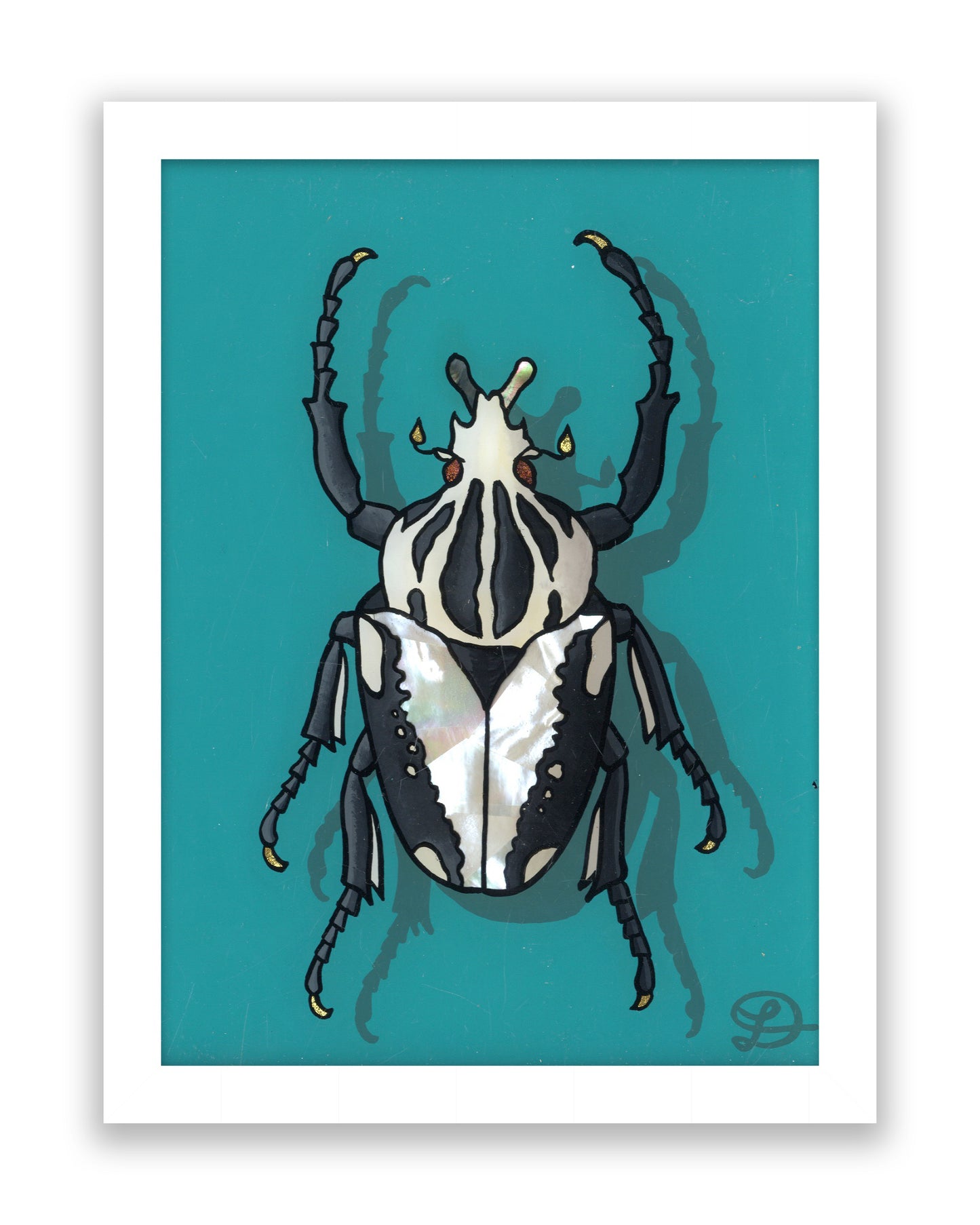 Royal Goliath Beetle Original Reverse Glass Painting