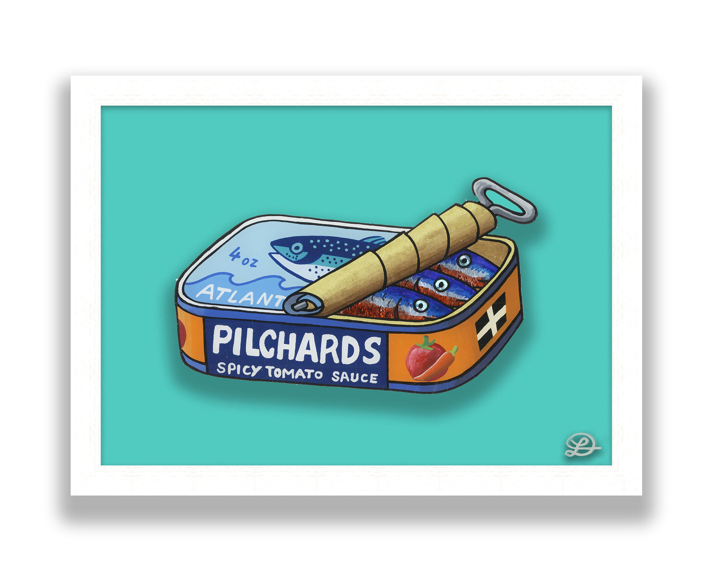 Original Reverse Glass Painting " Pilchards "