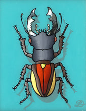 Load image into Gallery viewer, Stag Beetle Original Reverse Glass Painting