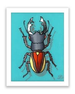 Stag Beetle Original Reverse Glass Painting