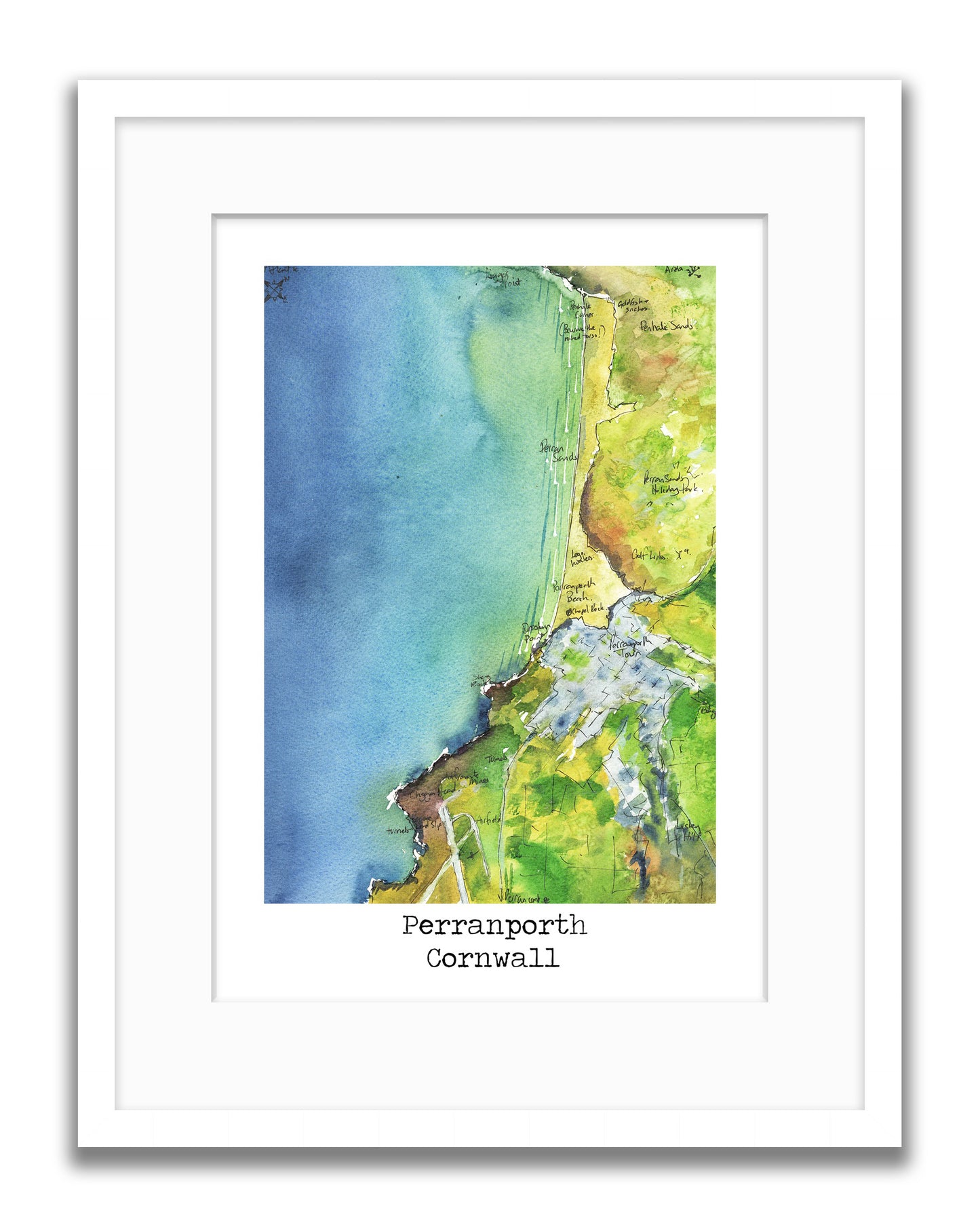 Perranporth Map Art Print