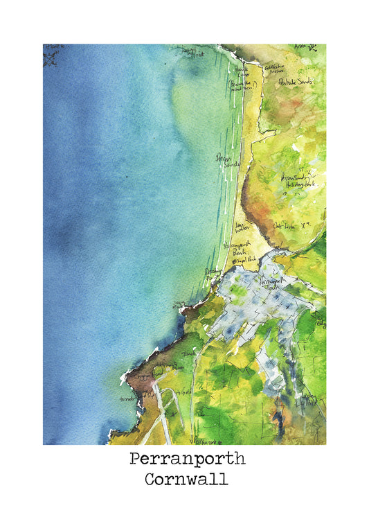 Perranporth Map Art Print