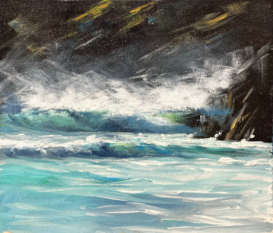 Original Acrylic " Cliffside Waves "