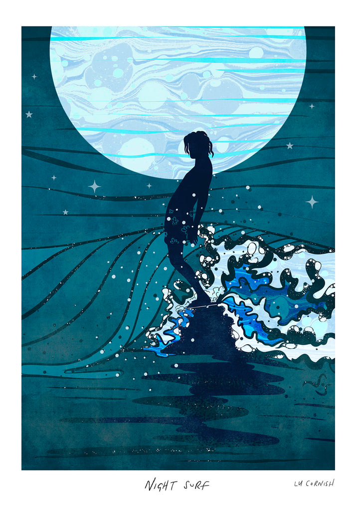 Night Surf Art Print - SaltWalls