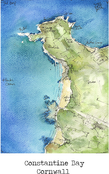 Constantine Bay Map Art Print - SaltWalls