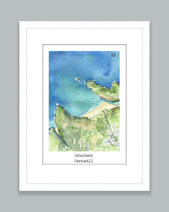 Crantock Beach Map Art Print - SaltWalls