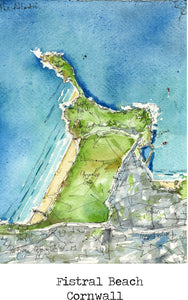 Fistral Beach Map Art Print - SaltWalls