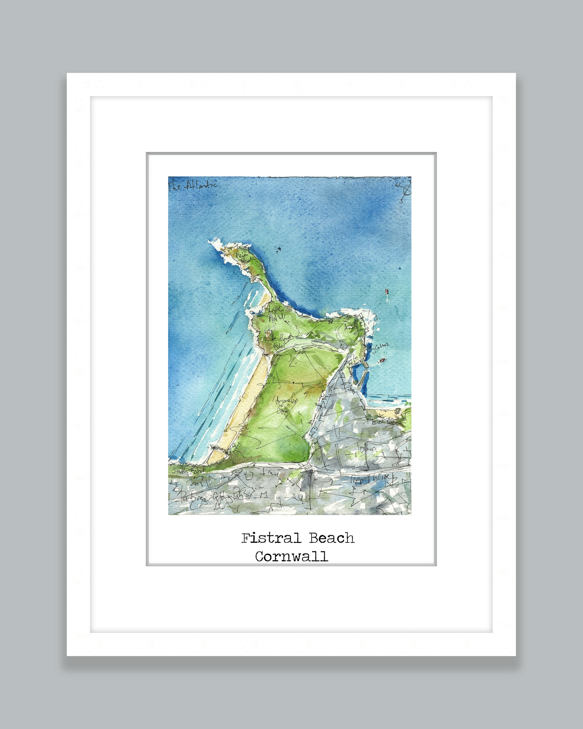 Fistral Beach Map Art Print - SaltWalls