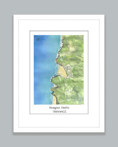 Mawgan Porth Map Art Print - SaltWalls