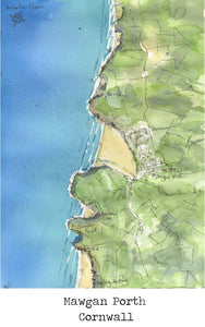 Mawgan Porth Map Art Print - SaltWalls