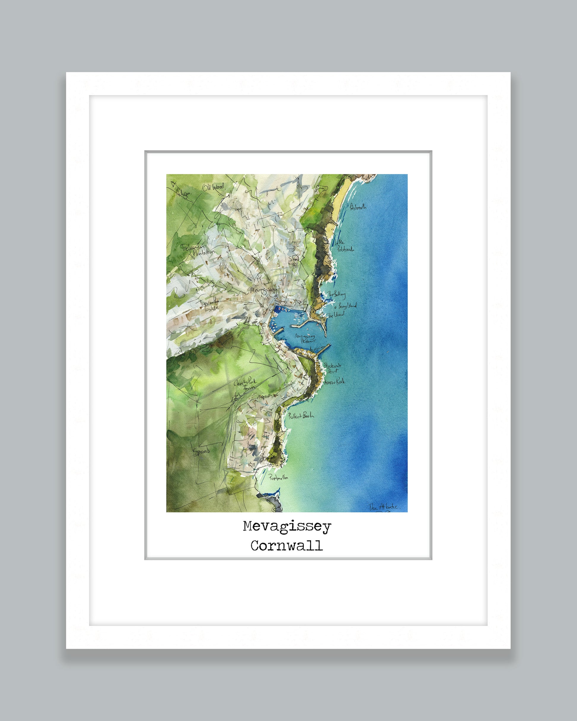 Mevagissey Map Art Print - SaltWalls