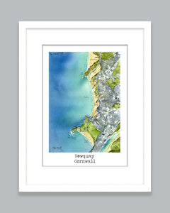 Newquay Map Art Print - SaltWalls