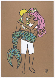 Surfer and Pink Mermaid - SaltWalls