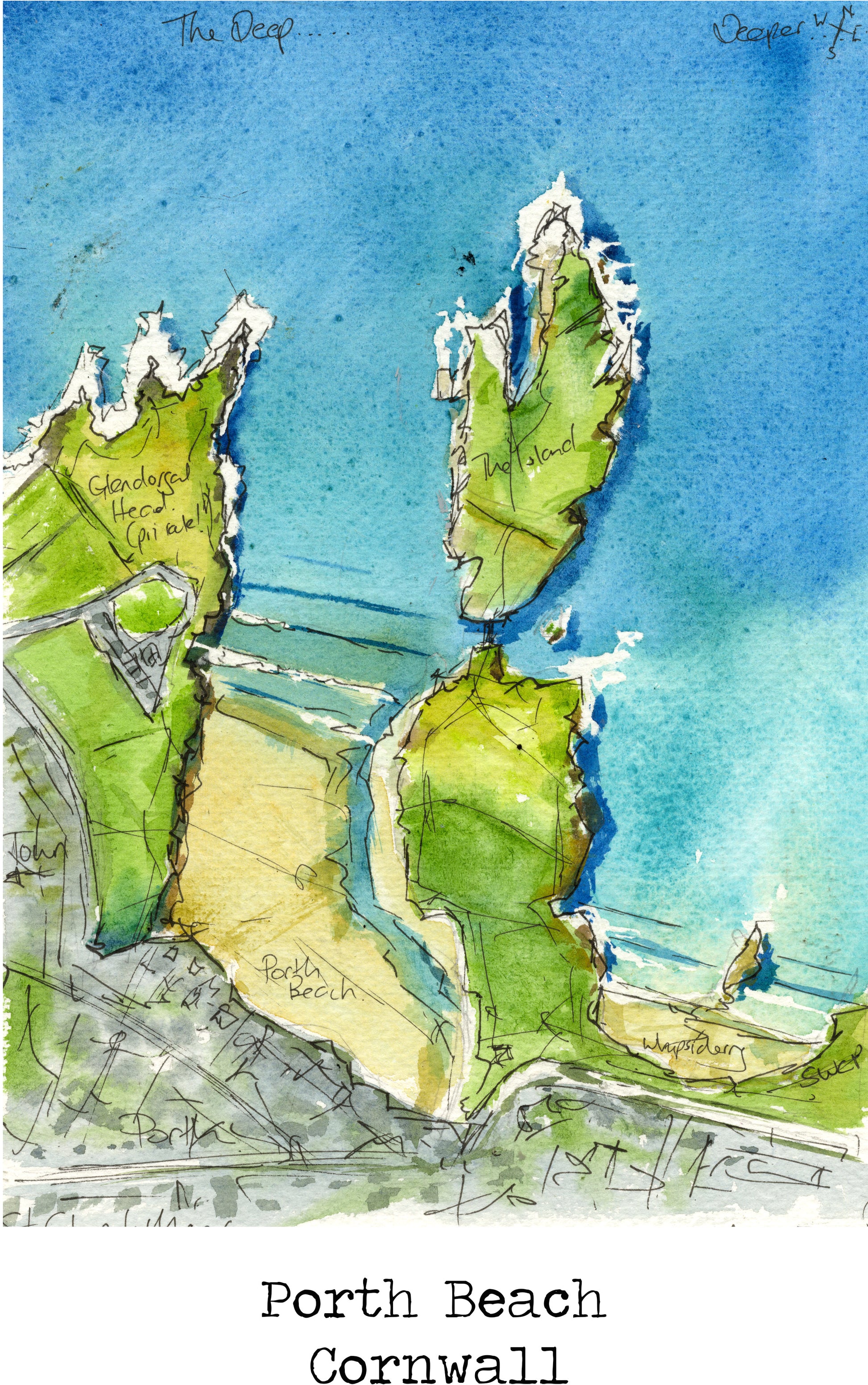 Porth Beach Tea Towel - SaltWalls