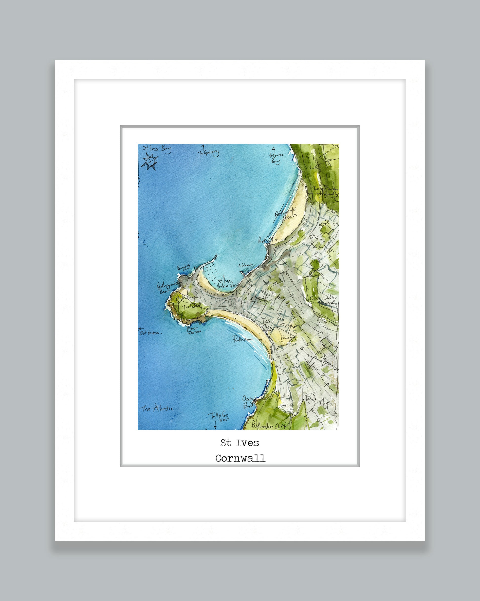 St Ives Map Art Print - SaltWalls