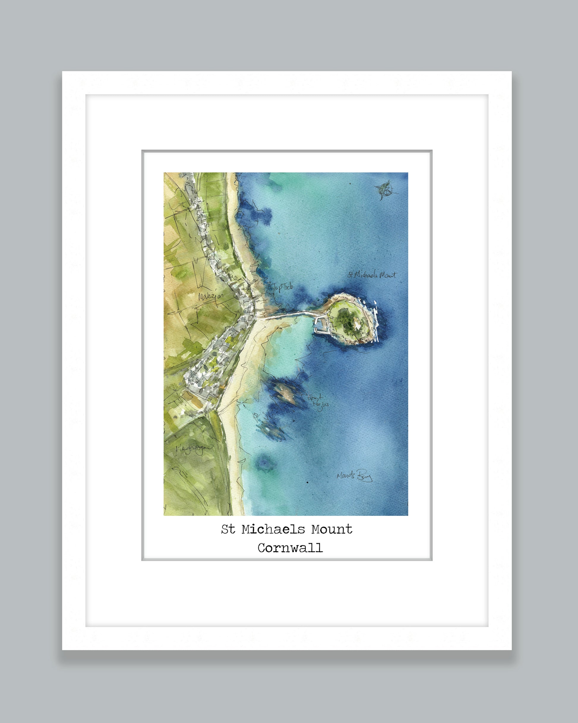 St Michaels Mount Map Art Print - SaltWalls