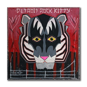 Original Acrylic & pastel "Detroit Rock Kitty"  Richard Langton
