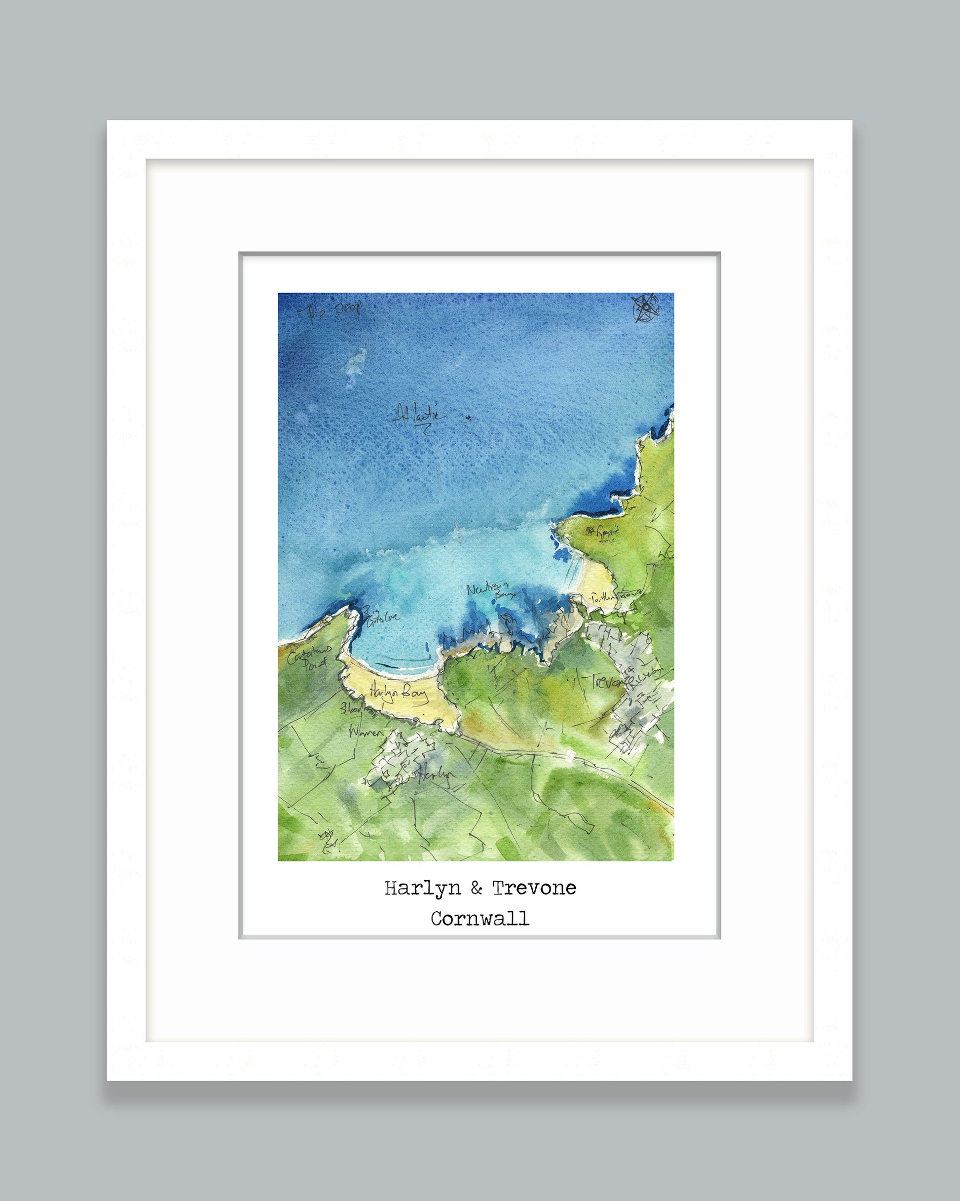 Harlyn Bay Map Art Print - SaltWalls